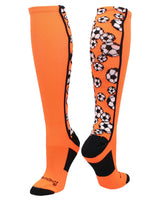 MadSportsStuff socks Neon Orange/Black / Small Crazy Soccer Socks with Soccer Balls over the calf (multiple colors)