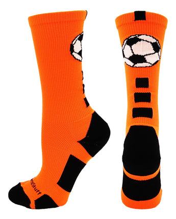 MadSportsStuff socks Neon Orange/Black / Small Soccer Ball Athletic Crew Socks (multiple colors)