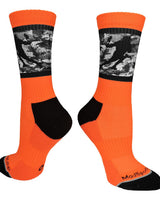 MadSportsStuff socks Neon Orange/Black / Small Sublimated Lacrosse Player Athletic Crew Socks
