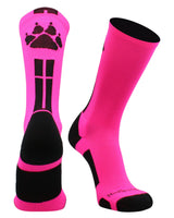 MadSportsStuff socks Neon Pink/Black / Large Wild Paws Athletic Crew Socks (multiple colors)