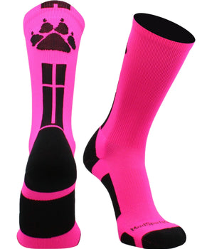 MadSportsStuff socks Neon Pink/Black / Large Wild Paws Athletic Crew Socks (multiple colors)