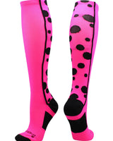 MadSportsStuff socks Neon Pink/Black / Small Crazy Socks with Dots Over the Calf Socks Multi Colors
