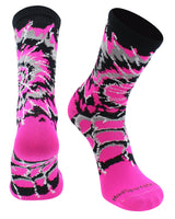 MadSportsStuff socks Neon Pink/Black/White / Small Crazy Tie Dye Crew Socks Girls or Boys