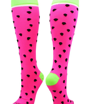 MadSportsStuff socks Neon Pink/Neon Green / X-Small Neon Watermelon Athletic Over the Calf Socks