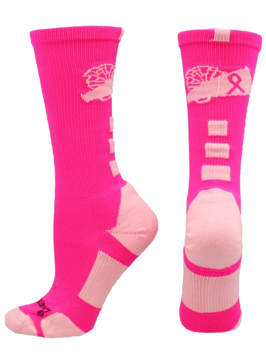 MadSportsStuff socks Neon Pink/Pale Pink / Large Cheer Breast Cancer Awareness Socks