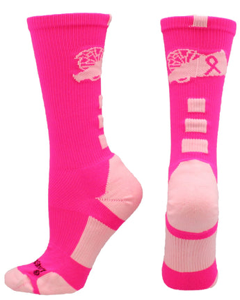 MadSportsStuff socks Neon Pink/Pale Pink / Large Cheer Breast Cancer Awareness Socks