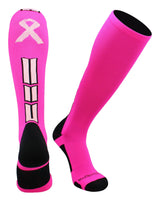 MadSportsStuff socks Neon Pink/Pale Pink / Large Triumph Pink Ribbon Breast Cancer Awareness Over the Calf Socks
