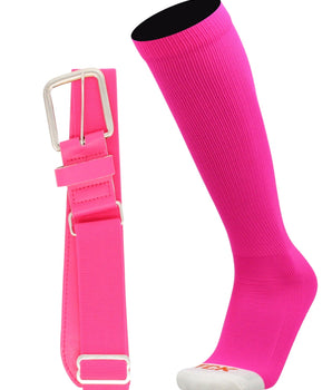 MadSportsStuff socks Neon Pink / X-Large Pro Line Softball Socks and Belt Combo Youth and Adult