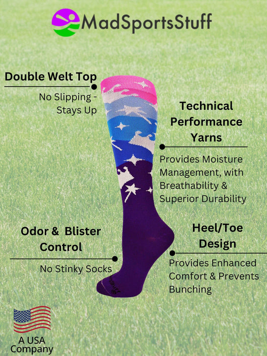 MadSportsStuff socks Neon Princess Crowns and Wands Athletic Over the Calf Socks