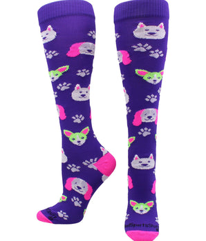 MadSportsStuff socks Neon Puppy Dogs Over The Calf Athletic Socks