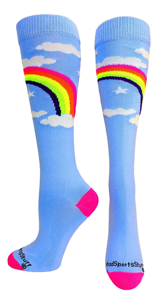 MadSportsStuff socks Neon Rainbow Clouds Over the Calf Athletic Socks