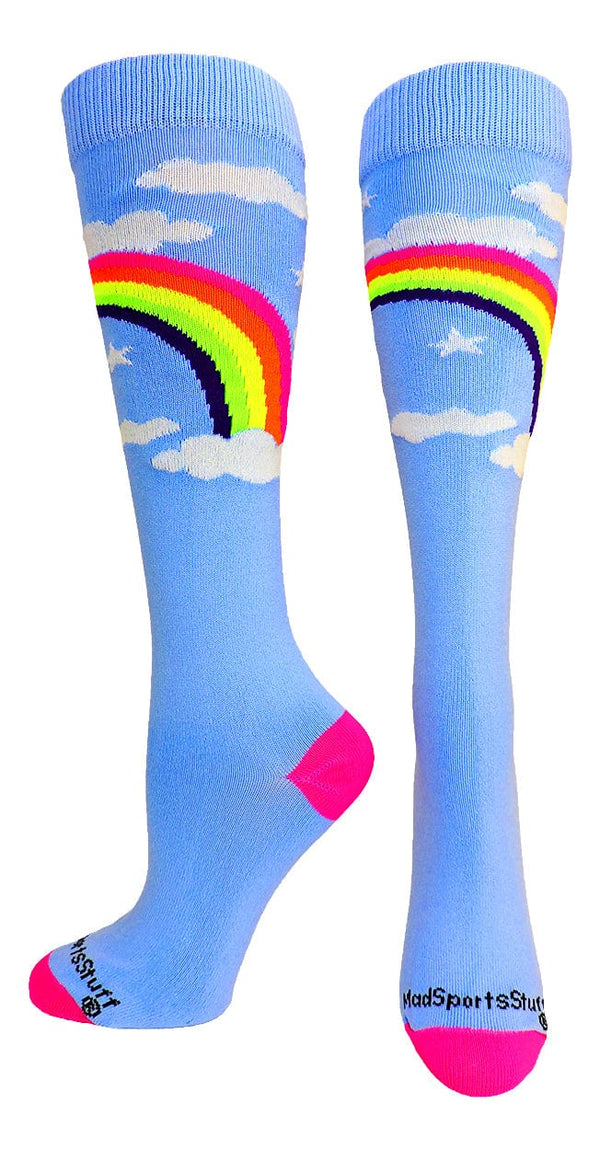 MadSportsStuff socks Neon Rainbow Clouds Over the Calf Athletic Socks