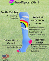 MadSportsStuff socks Neon Rainbow Clouds Over the Calf Athletic Socks