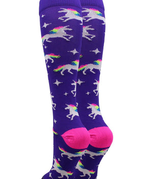MadSportsStuff socks Neon Rainbow Unicorn Over the Calf Socks