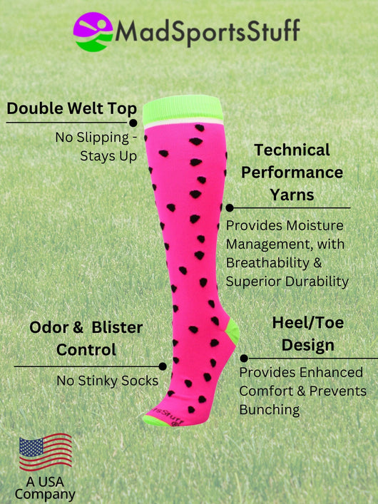 MadSportsStuff socks Neon Watermelon Athletic Over the Calf Socks