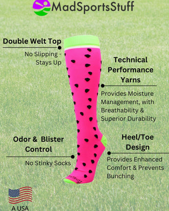 MadSportsStuff socks Neon Watermelon Athletic Over the Calf Socks