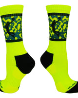 MadSportsStuff socks Neon Yellow/Black / Large Camo Basketball Socks with Player Silhouette