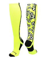MadSportsStuff socks Neon Yellow/Black / Small Crazy Soccer Socks with Soccer Balls over the calf (multiple colors)