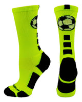 MadSportsStuff socks Neon Yellow/Black / Small Soccer Ball Athletic Crew Socks (multiple colors)