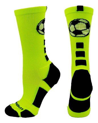 MadSportsStuff socks Neon Yellow/Black / Small Soccer Ball Athletic Crew Socks (multiple colors)