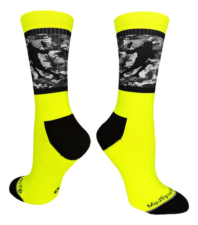 MadSportsStuff socks Neon Yellow/Black / Small Sublimated Lacrosse Player Athletic Crew Socks