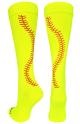 MadSportsStuff socks Neon Yellow/Red / X-Small Softball Socks with Stitches Over the Calf (multiple colors)