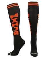 MadSportsStuff socks Ninja - Black/Orange / Large Personality Word Socks Over the Calf Length