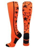 MadSportsStuff socks Orange/Black / Large Crazy Socks with Stars Over the Calf Socks (multiple colors)