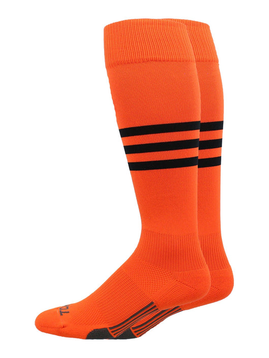 MadSportsStuff socks Orange/Black / Medium Striped Baseball Socks Over the Calf Dugout Pattern B
