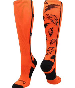 MadSportsStuff socks Orange/Black / Small Crazy Socks with Lightning Bolts (multiple colors)