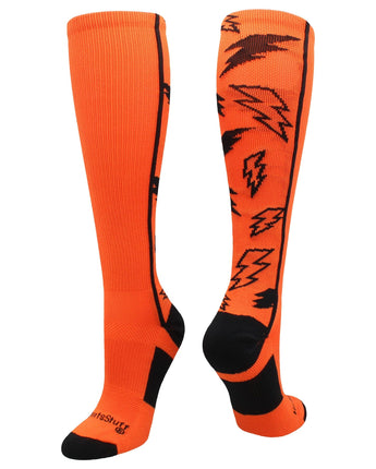 MadSportsStuff socks Orange/Black / Small Crazy Socks with Lightning Bolts (multiple colors)