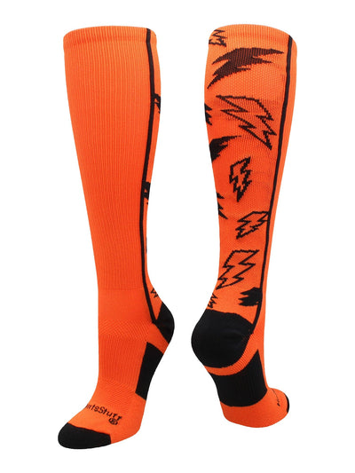 MadSportsStuff socks Orange/Black / Small Crazy Socks with Lightning Bolts (multiple colors)