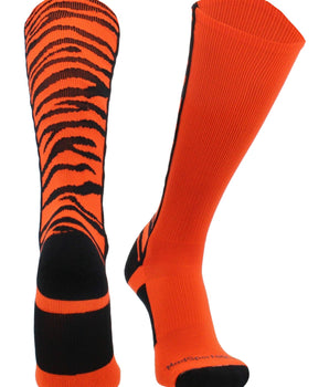 MadSportsStuff socks Orange/Black / Small Crazy Socks with Safari Tiger Stripes Over the Calf Socks (multiple colors)