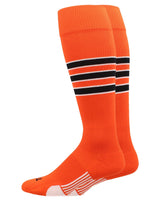 MadSportsStuff socks Orange/Black/White / Medium Striped Baseball Socks Over the Calf Dugout Pattern D