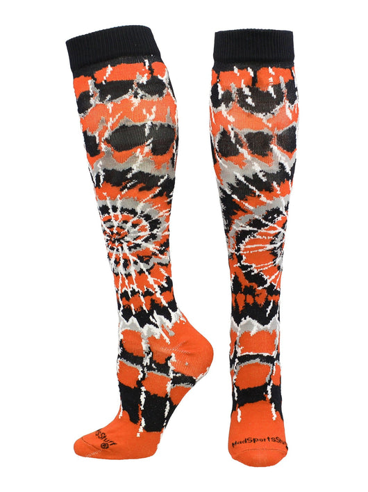 MadSportsStuff socks Orange/Black/White / X-Small Crazy Tie Dye Socks Over the Calf