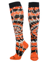 MadSportsStuff socks Orange/Black/White / X-Small Crazy Tie Dye Socks Over the Calf