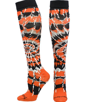 MadSportsStuff socks Orange/Black/White / X-Small Crazy Tie Dye Socks Over the Calf