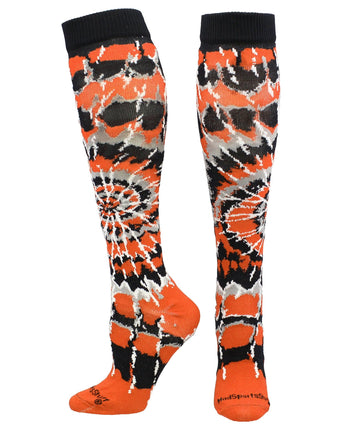 MadSportsStuff socks Orange/Black/White / X-Small Crazy Tie Dye Socks Over the Calf