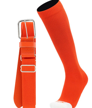 MadSportsStuff socks Orange / X-Large Pro Line Baseball Socks and Belt Combo Youth and Adult