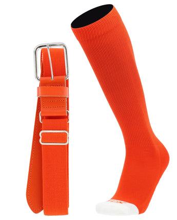 MadSportsStuff socks Orange / X-Large Pro Line Baseball Socks and Belt Combo Youth and Adult