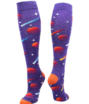 MadSportsStuff socks Outer Space Galaxy Socks Athletic Over the Calf Length