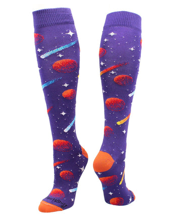 MadSportsStuff socks Outer Space Galaxy Socks Athletic Over the Calf Length
