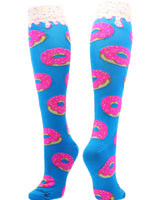 MadSportsStuff socks Paradise Blue/Neon Pink / X-Small Donut Socks with Pink Frosting and Sprinkles
