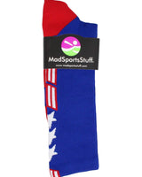 MadSportsStuff socks Patriot USA Flag Stars and Stripes Athletic Crew Socks (multiple colors)