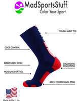 MadSportsStuff socks Patriot USA Flag Stars and Stripes Athletic Crew Socks (multiple colors)