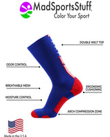 MadSportsStuff socks Patriot USA Flag Stars and Stripes Athletic Crew Socks (multiple colors)