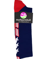 MadSportsStuff socks Patriot USA Flag Stars and Stripes Athletic Crew Socks (multiple colors)