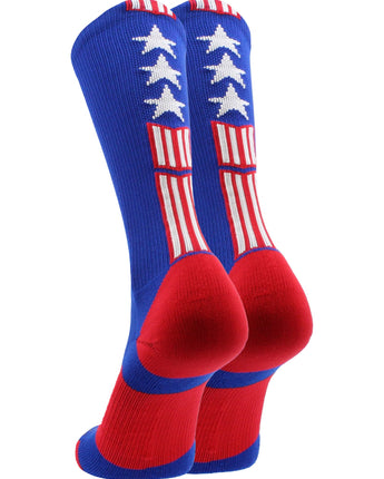 MadSportsStuff socks Patriot USA Flag Stars and Stripes Athletic Crew Socks (multiple colors)