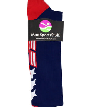 MadSportsStuff socks Patriot USA Flag Stars and Stripes Athletic Crew Socks (multiple colors)
