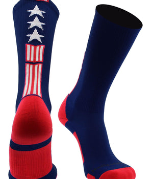 MadSportsStuff socks Patriot USA Flag Stars and Stripes Athletic Crew Socks (multiple colors)